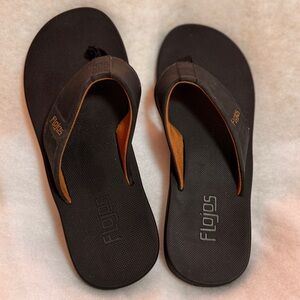 Flojos Black and Orange Sandals, SZ‎